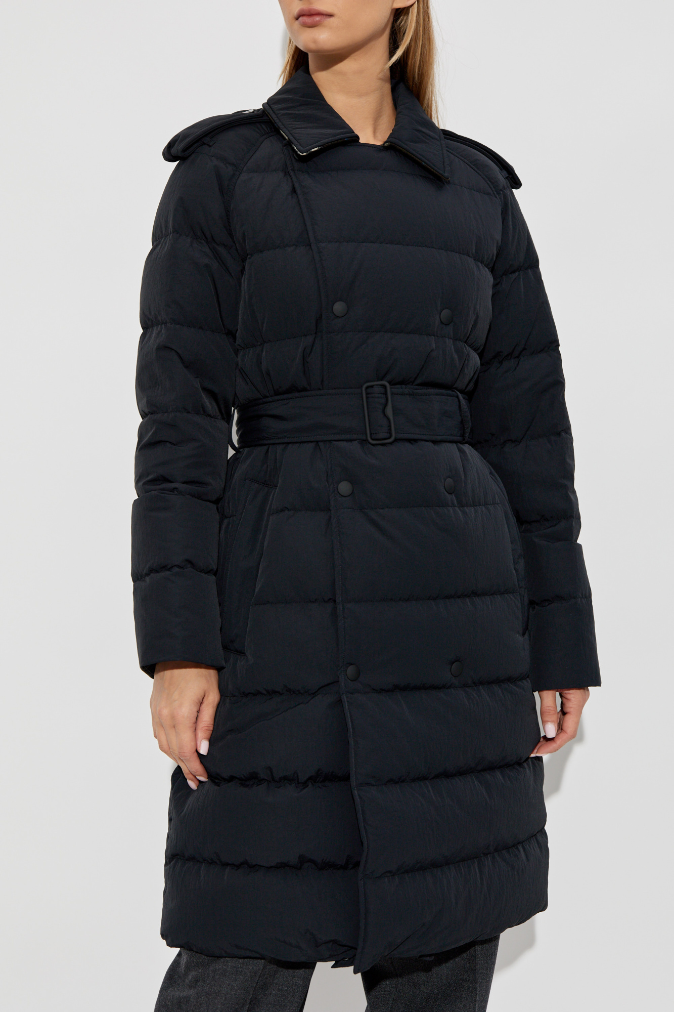 Black Down jacket with waist belt Burberry Vitkac GB